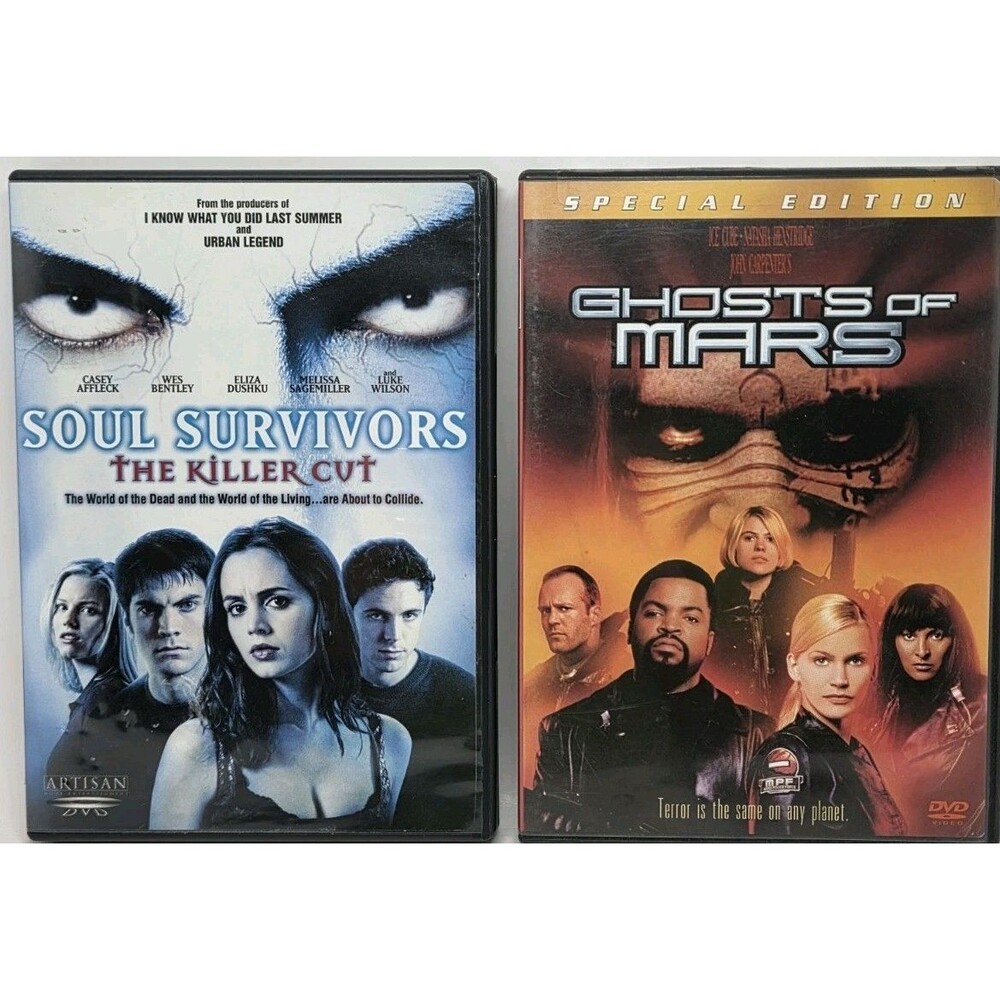 2 - 2001 Horror Movie DVD Lot Soul Survivors The Killer Cut & Ghosts of Mars